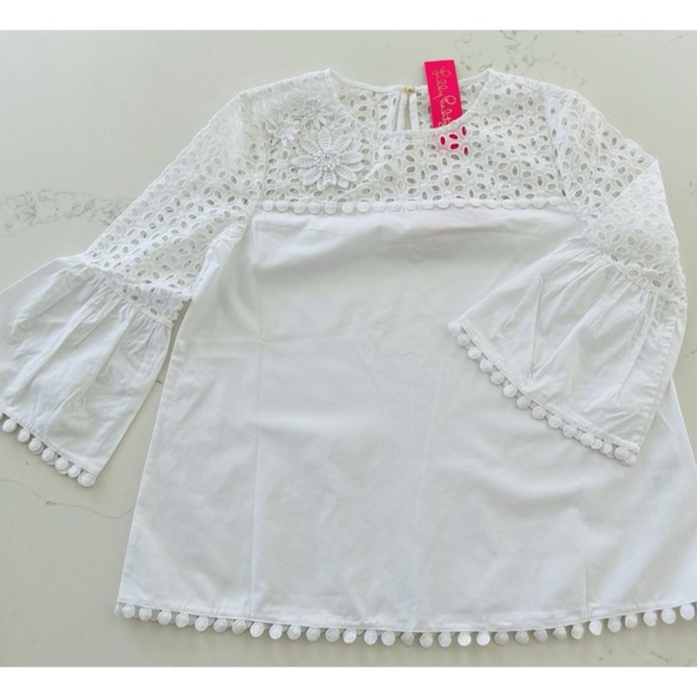 Lilly Pulitzer Women's Chandler‎ Top Resort White Eylet Size XS